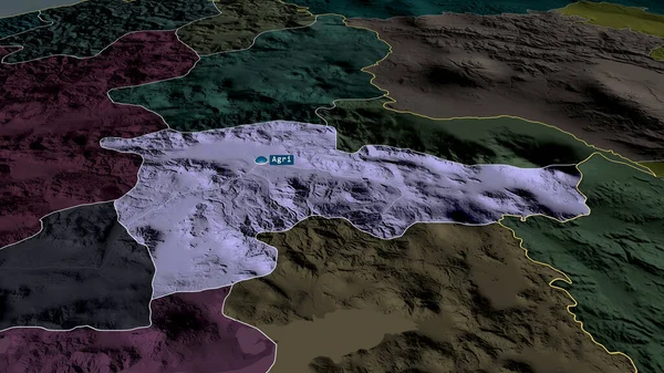 Agri Provincie Turecko Přiblížila Zvýraznila Kapitálem Barevná Poďobaná Mapa Administrativního — Stock fotografie