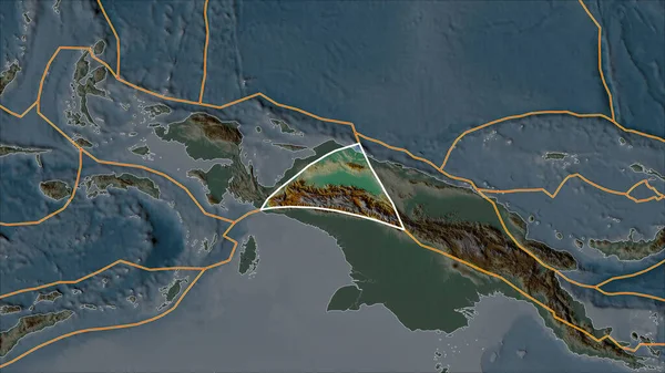 概要隣接する地域の砂漠化によって分離された救援地図上の地殻プレートを作る ヴァン グリンテンI予測 斜めの変換 — ストック写真