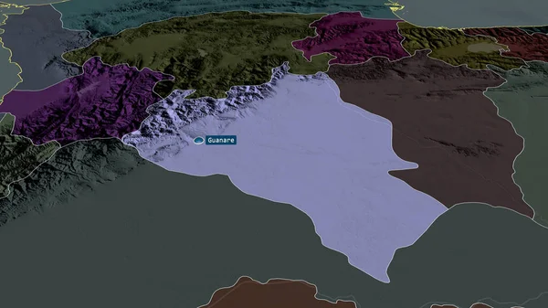 Portuguesa Stan Wenezuela Powiększył Podkreślił Kapitałem Kolorowa Wyboista Mapa Podziału — Zdjęcie stockowe