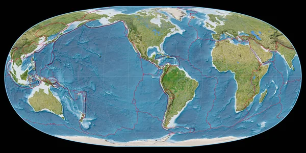Mapa Del Mundo Proyección Mcbryde Thomas Centrado Longitud Oeste Imágenes — Foto de Stock