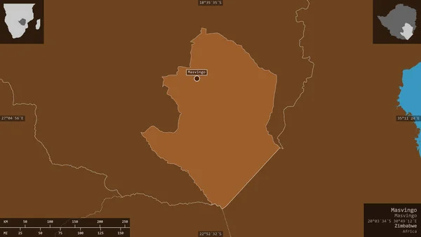 Masvingo Provincia Zimbabwe Sólidos Modelados Con Lagos Ríos Forma Presentada — Foto de Stock