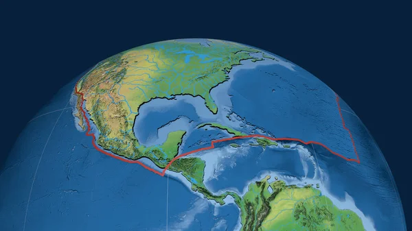 Placa Tectônica América Norte Delineada Globo Mapa Topográfico Natural Terra — Fotografia de Stock