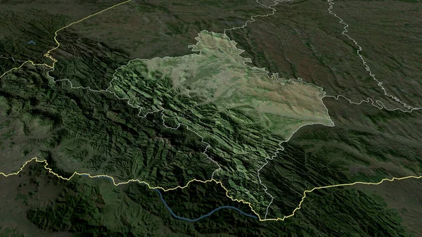 Ivano Frankivs Regio Van Oekraïne Gezoomd Gemarkeerd Satellietbeelden Weergave — Stockfoto