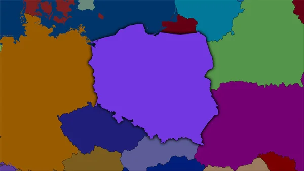 Zone Pologne Sur Carte Des Divisions Administratives Dans Projection Stéréographique — Photo