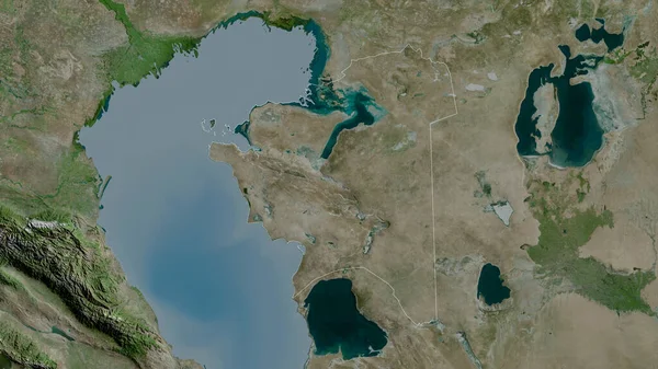 Mangghystau Región Kazajstán Imágenes Satélite Forma Delineada Contra Área País — Foto de Stock