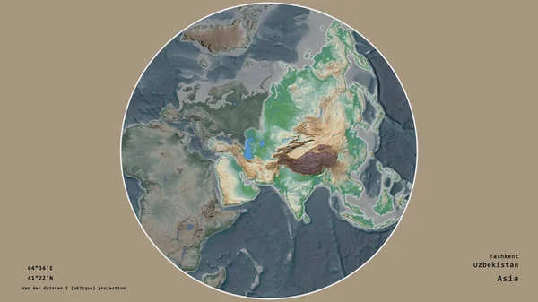 Oblast Uzbekistánu Soustřeďovala Kruhu Který Obklopoval Její Kontinent Odumřelém Pozadí — Stock fotografie