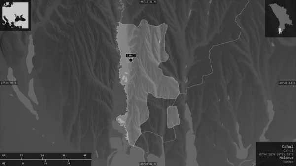 Кахул Район Молдови Граймасштабна Карта Озерами Річками Форма Представлена Проти — стокове фото