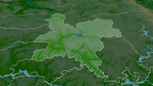 キーロフ ロシアの地域は拡大し 首都で強調表示されました 主な物理的な風景機能 3Dレンダリング — ストック写真