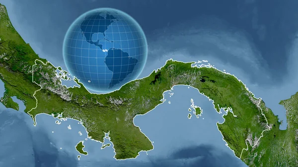 Panama Globo Con Forma Del Paese Contro Mappa Ingrandita Con — Foto Stock