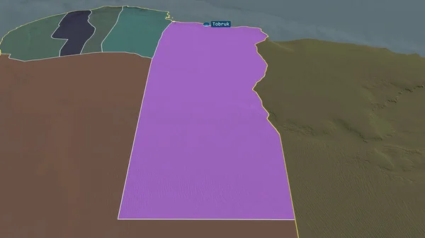 Аль Бутнан Район Ливии Масштабировался Выделялся Столицей Цветная Карта Административного — стоковое фото