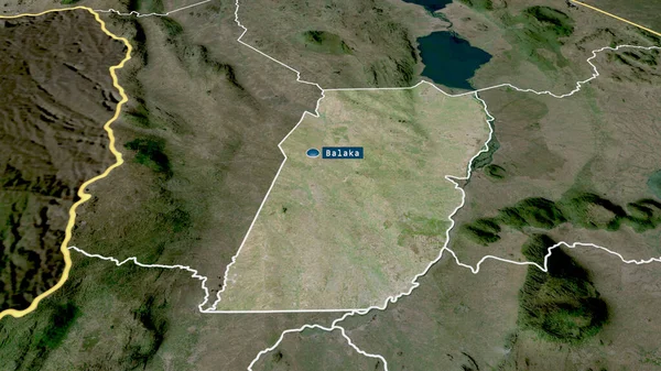 Balaka Distrikt Von Malawi Vergrößert Und Mit Kapital Hervorgehoben Satellitenbilder — Stockfoto