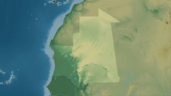 Mauritanië Topografische Reliëfkaart Stereografische Projectie Ruwe Samenstelling Van Rasterlagen — Stockfoto