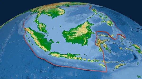 Die Tektonische Platte Sunda Wurde Auf Dem Globus Extrudiert Physikalische — Stockfoto
