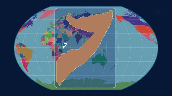 Vista Ampliada Somália Delinear Com Linhas Perspectiva Contra Mapa Global — Fotografia de Stock