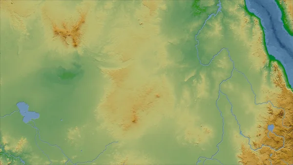 Sudan Close Perspective Country Outline Color Physical Map — Stock Photo, Image