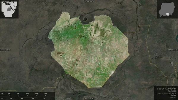 Kurdufan Del Sud Stato Del Sudan Immagini Satellitari Forma Presentata — Foto Stock