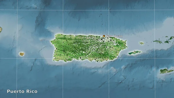 Puerto Rico Område Satellit Kartan Den Stereografiska Projektionen Huvudsammansättning — Stockfoto