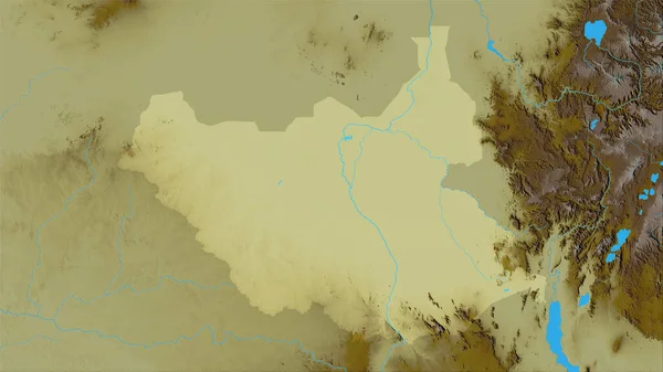 Obszar Sudanu Południowego Topograficznej Mapie Pomocy Projekcji Stereograficznej Surowy Skład — Zdjęcie stockowe