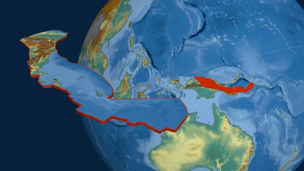 Płyta Tektoniczna Woodlark Wytłaczana Prezentowana Kuli Ziemskiej Mapa Pomocy Topograficznej — Zdjęcie stockowe