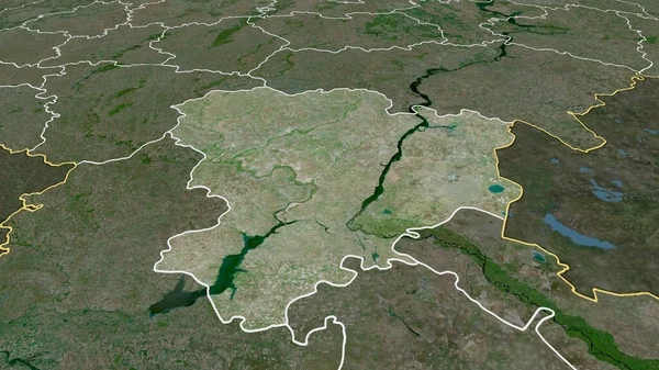 Volgograd Oroszország Régiója Ráközelített Kiemelte Műholdas Képek Renderelés — Stock Fotó
