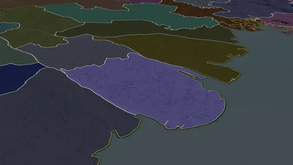 Тра Винь Провинция Вьетнама Увеличена Выделена Цветная Карта Административного Деления — стоковое фото