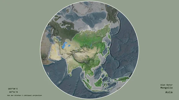 Région Mongolie Est Centrée Dans Cercle Entourant Son Continent Sur — Photo