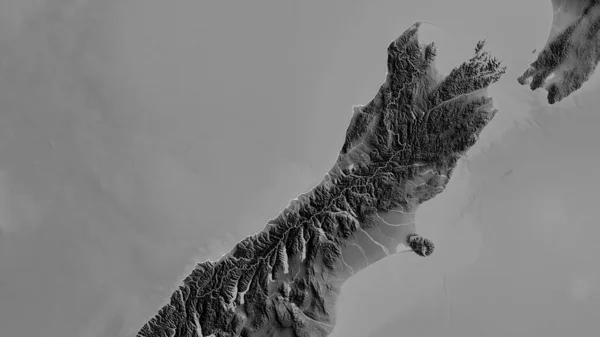 Westküste Regionalrat Von Neuseeland Graustufige Karte Mit Seen Und Flüssen — Stockfoto