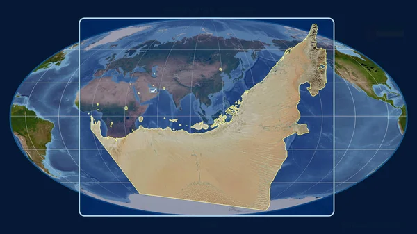 Vue Agrandie Des Contours Des Émirats Arabes Unis Avec Des — Photo