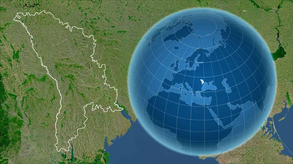 Moldova Globe Avec Forme Pays Contre Carte Zoomée Avec Son — Photo