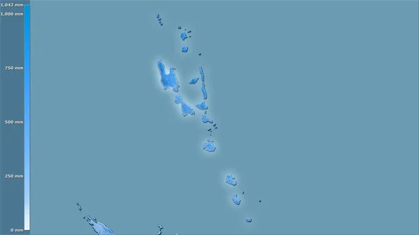 Efsanevi Stereografik Projeksiyonla Vanuatu Bölgesindeki Kuru Çeyrekliğin Yağışı Işık Saçan — Stok fotoğraf