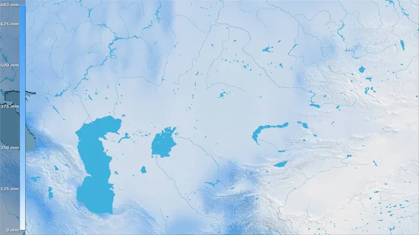 Efsanevi Stereografik Projeksiyonda Kazakistan Bölgesinin Soğuk Çeyreğinin Yağışı Raster Tabakalarının — Stok fotoğraf