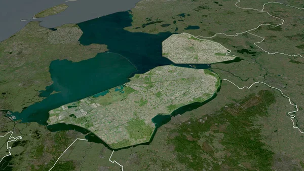 Flevoland Provinz Der Niederlande Vergrößert Und Hervorgehoben Satellitenbilder Rendering — Stockfoto