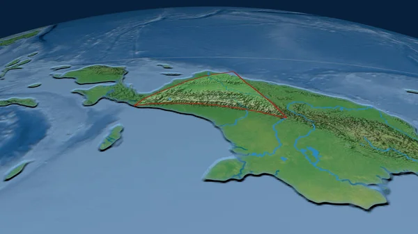 Płytka Tektoniczna Maoke Zarysowana Kuli Ziemskiej Mapa Topograficzna Naturalnej Ziemi — Zdjęcie stockowe