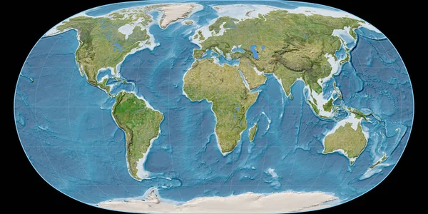 Světová Mapa Projekci Natural Earth Soustředila Východní Délky Satelitní Snímky — Stock fotografie