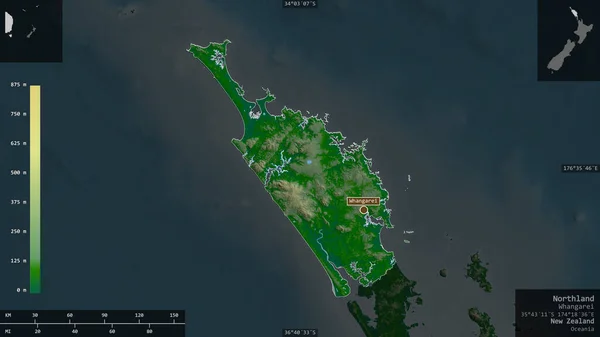 Northland Consejo Regional Nueva Zelanda Datos Sombreado Colores Con Lagos — Foto de Stock