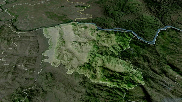 セルビアのブラニチェフスキー地区は拡大し 強調した 衛星画像 3Dレンダリング — ストック写真