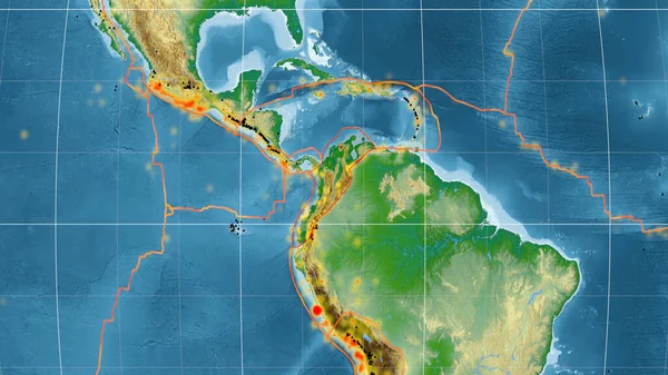 Тектоническая Плита Северных Анд Очерченная Глобальной Цветовой Карте Каврайской Проекции — стоковое фото
