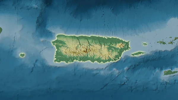 Obszar Puerto Rico Topograficznej Mapie Reliefu Projekcji Stereograficznej Surowa Kompozycja — Zdjęcie stockowe