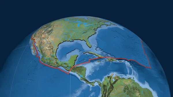Severní Amerika Tektonické Desky Nastíněné Zeměkouli Satelitní Snímky Vykreslování — Stock fotografie