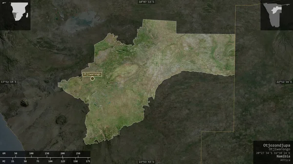 Otjozondjupa Region Namibia Satellitenbilder Gestalt Die Sich Mit Informativen Überlagerungen — Stockfoto