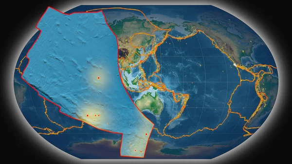 Rivera Tektonik Plakası Çıkarıldı Kavrayskiy Projeksiyonundaki Küresel Renk Fiziksel Haritasına — Stok fotoğraf