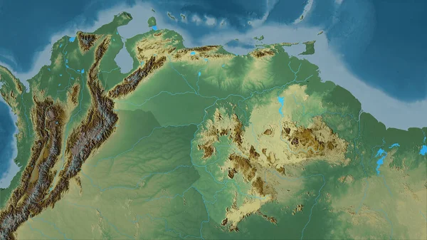 Venezuela Topografické Reliéfní Mapě Stereografické Projekci Hrubé Složení Rastrových Vrstev — Stock fotografie