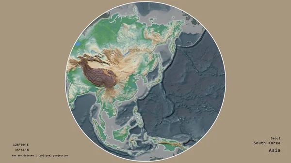 Area Della Corea Del Sud Centrata Nel Cerchio Che Circonda — Foto Stock