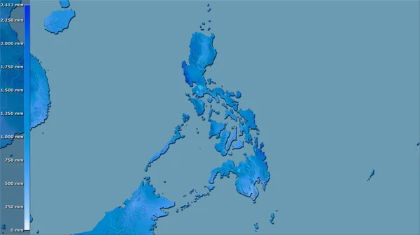 Opady Najwilgotniejszych Kwartałów Obszarze Filipin Projekcji Stereograficznej Legendą Surowa Kompozycja — Zdjęcie stockowe