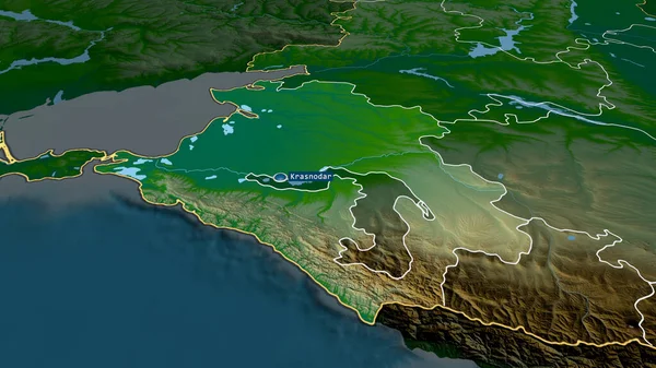 Krasnodar Έδαφος Της Ρωσίας Μεγεθύνεται Και Τονίζεται Κεφάλαιο Κύρια Φυσικά — Φωτογραφία Αρχείου