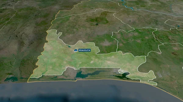 Ogun Staat Nigeria Vergrößert Und Mit Kapital Hervorgehoben Satellitenbilder Rendering — Stockfoto