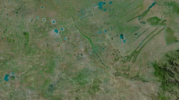 哈萨克斯坦地区Pavlodar 卫星图像 形状与它的国家相对应 3D渲染 — 图库照片