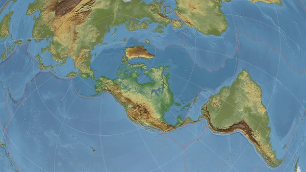 Nordamerikanische Tektonische Platten Überblicken Die Globale Farbphysikalische Karte Der Azimutal — Stockfoto