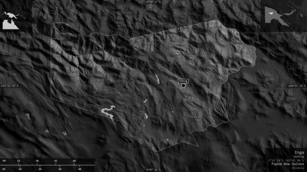 Enga Província Papua Nova Guiné Mapa Tons Cinza Com Lagos — Fotografia de Stock