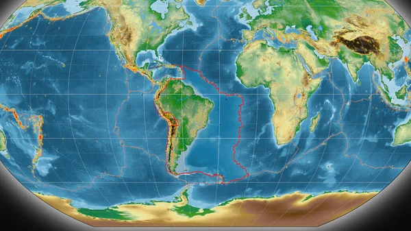 Placa Tectónica Sudamérica Delineada Mapa Físico Color Global Proyección Kavrayskiy —  Fotos de Stock